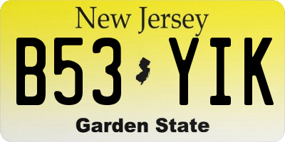 NJ license plate B53YIK