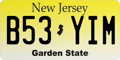 NJ license plate B53YIM