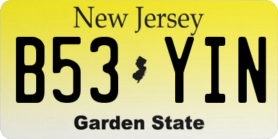 NJ license plate B53YIN