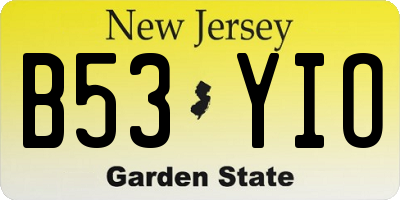NJ license plate B53YIO