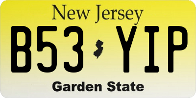 NJ license plate B53YIP