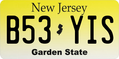 NJ license plate B53YIS