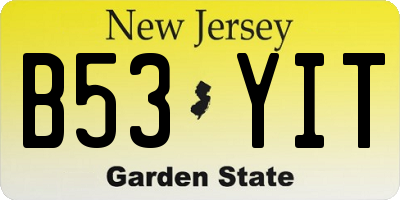 NJ license plate B53YIT
