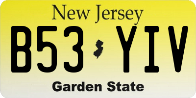 NJ license plate B53YIV