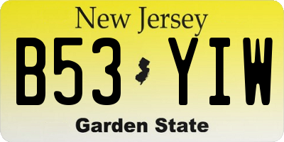 NJ license plate B53YIW