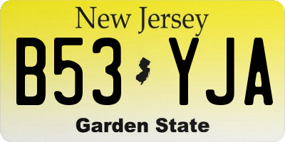 NJ license plate B53YJA