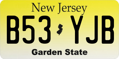 NJ license plate B53YJB