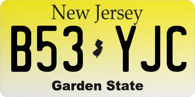 NJ license plate B53YJC