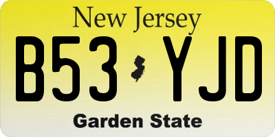 NJ license plate B53YJD