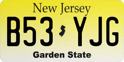 NJ license plate B53YJG