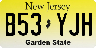 NJ license plate B53YJH