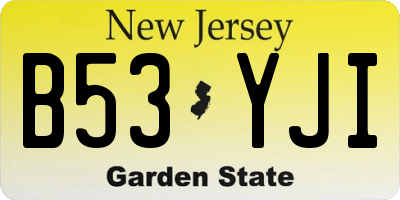 NJ license plate B53YJI