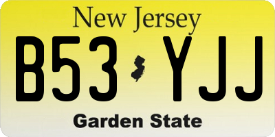 NJ license plate B53YJJ