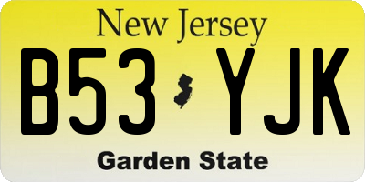NJ license plate B53YJK