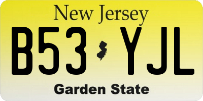 NJ license plate B53YJL