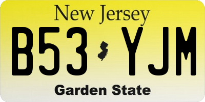 NJ license plate B53YJM