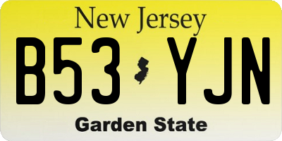 NJ license plate B53YJN