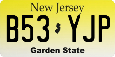 NJ license plate B53YJP