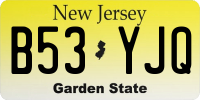 NJ license plate B53YJQ