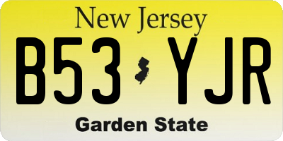 NJ license plate B53YJR
