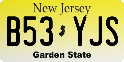 NJ license plate B53YJS