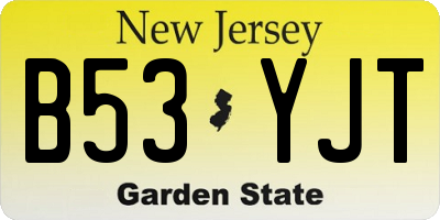 NJ license plate B53YJT