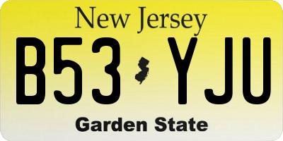 NJ license plate B53YJU