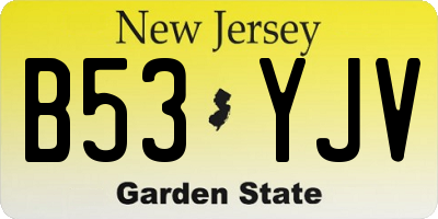 NJ license plate B53YJV