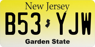 NJ license plate B53YJW