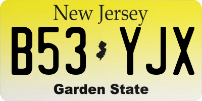 NJ license plate B53YJX