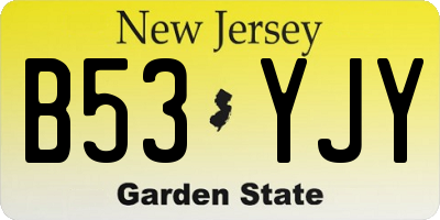 NJ license plate B53YJY
