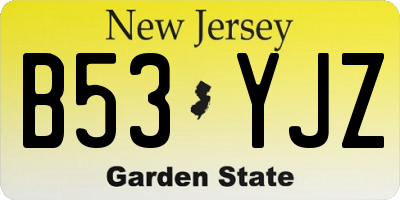 NJ license plate B53YJZ