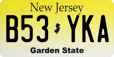 NJ license plate B53YKA