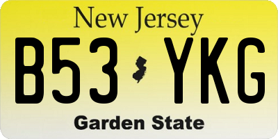 NJ license plate B53YKG