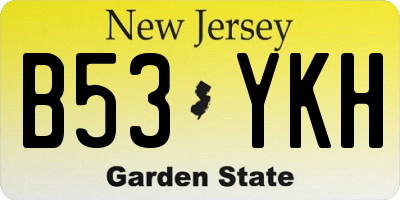 NJ license plate B53YKH