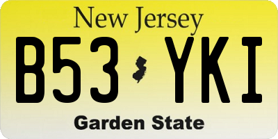 NJ license plate B53YKI