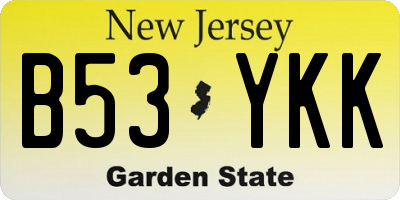 NJ license plate B53YKK