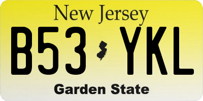 NJ license plate B53YKL
