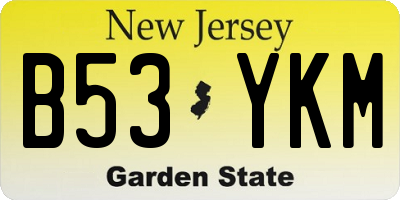 NJ license plate B53YKM