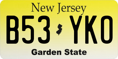NJ license plate B53YKO