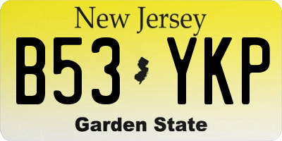 NJ license plate B53YKP