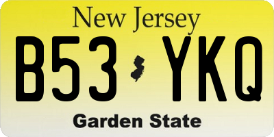 NJ license plate B53YKQ