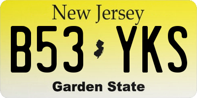 NJ license plate B53YKS