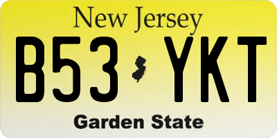 NJ license plate B53YKT