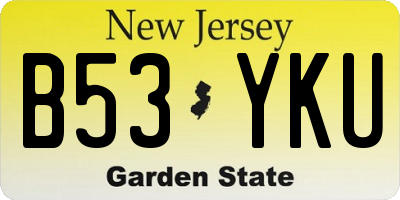 NJ license plate B53YKU