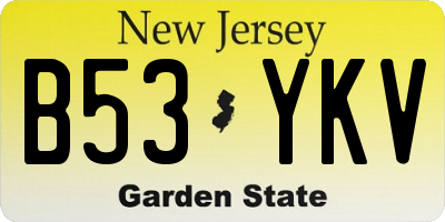 NJ license plate B53YKV