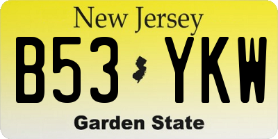 NJ license plate B53YKW