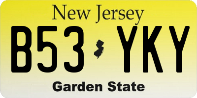 NJ license plate B53YKY