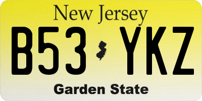 NJ license plate B53YKZ