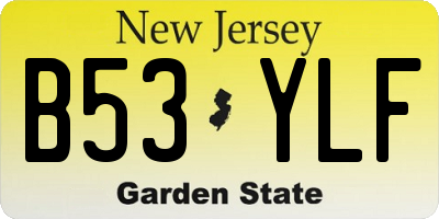 NJ license plate B53YLF